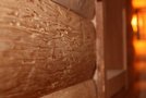 Стены парной обшиты блок-хаусом. Порода дерева – кедровая сосна (сибирский кедр).  Применена техника  ручного состаривания дерева